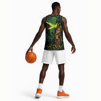 One Love Jamaica Basketball Jersey Rastafarian Lion Reggae Grunge Style