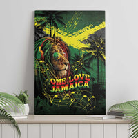 One Love Jamaica Canvas Wall Art Rastafarian Lion Reggae Grunge Style