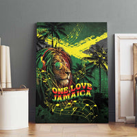 One Love Jamaica Canvas Wall Art Rastafarian Lion Reggae Grunge Style