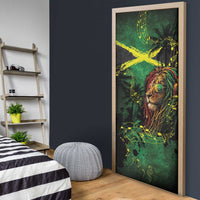 One Love Jamaica Door Cover Rastafarian Lion Reggae Grunge Style