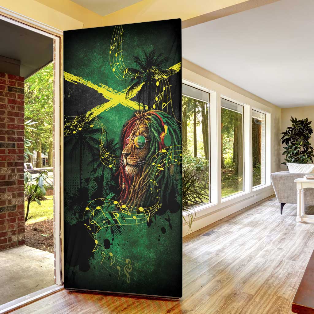 One Love Jamaica Door Cover Rastafarian Lion Reggae Grunge Style
