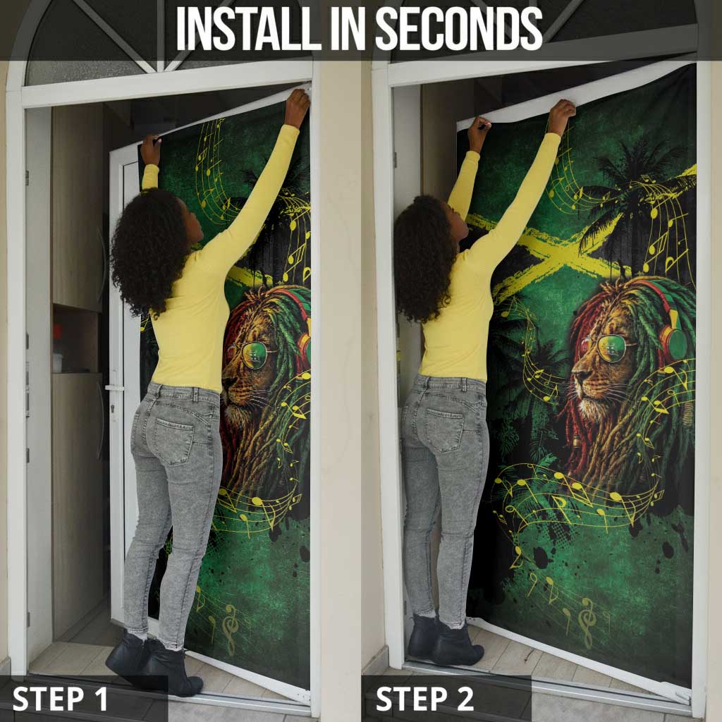 One Love Jamaica Door Cover Rastafarian Lion Reggae Grunge Style