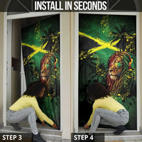 One Love Jamaica Door Cover Rastafarian Lion Reggae Grunge Style