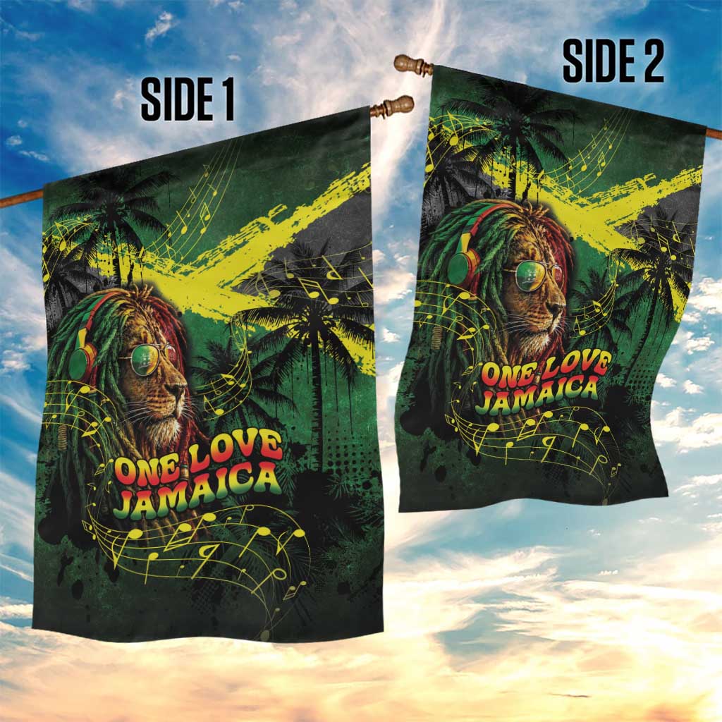 One Love Jamaica Garden Flag Rastafarian Lion Reggae Grunge Style