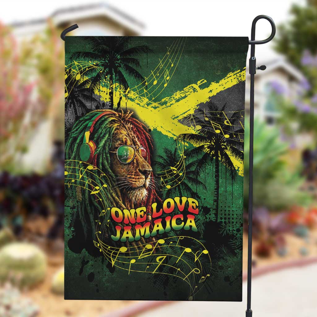 One Love Jamaica Garden Flag Rastafarian Lion Reggae Grunge Style