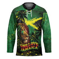One Love Jamaica Hockey Jersey Rastafarian Lion Reggae Grunge Style