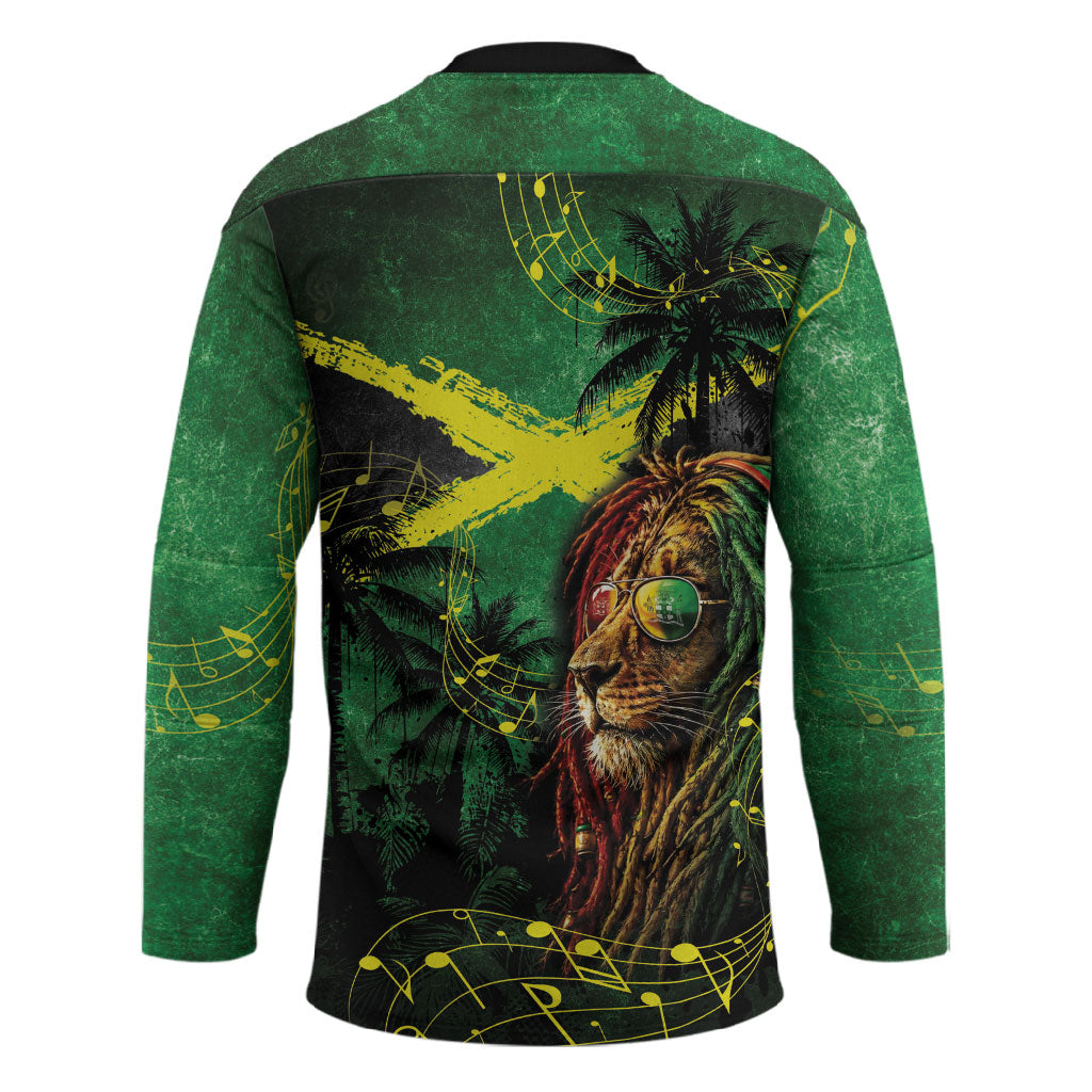 One Love Jamaica Hockey Jersey Rastafarian Lion Reggae Grunge Style