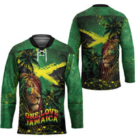 One Love Jamaica Hockey Jersey Rastafarian Lion Reggae Grunge Style