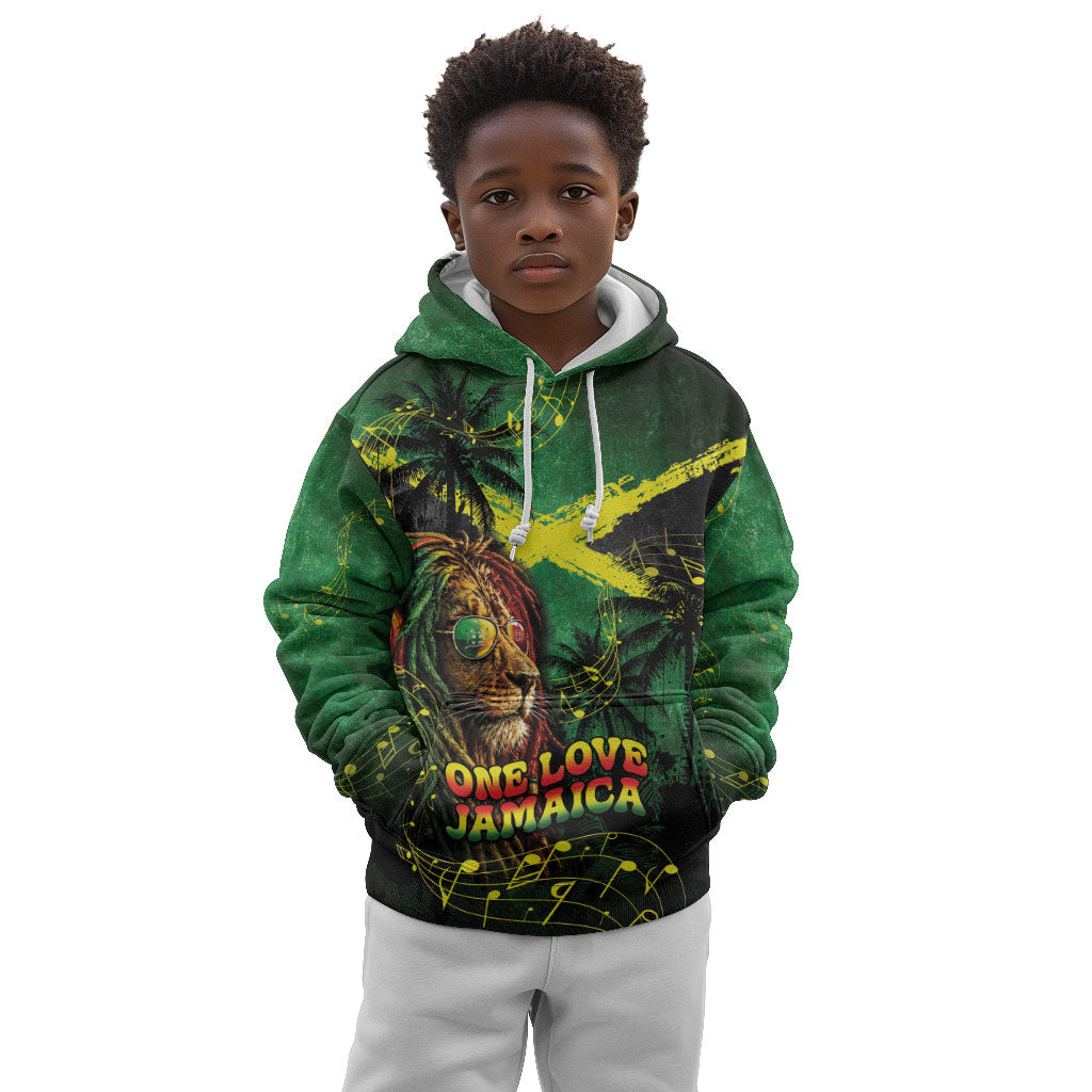 One Love Jamaica Kid Hoodie Rastafarian Lion Reggae Grunge Style