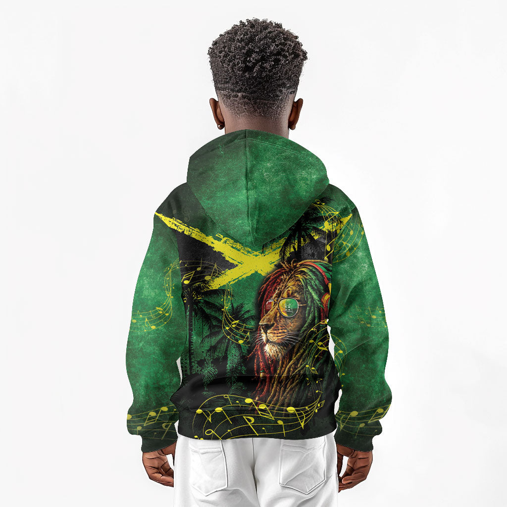 One Love Jamaica Kid Hoodie Rastafarian Lion Reggae Grunge Style