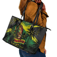 One Love Jamaica Leather Tote Bag Rastafarian Lion Reggae Grunge Style