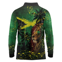 One Love Jamaica Long Sleeve Polo Shirt Rastafarian Lion Reggae Grunge Style