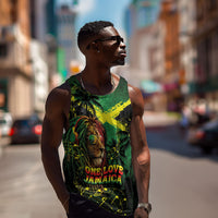 One Love Jamaica Men Tank Top Rastafarian Lion Reggae Grunge Style