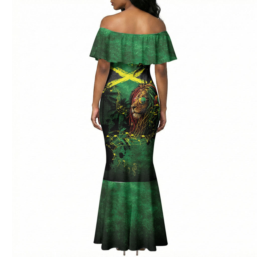 One Love Jamaica Mermaid Dress Rastafarian Lion Reggae Grunge Style