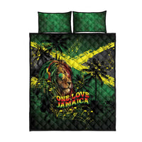 One Love Jamaica Quilt Bed Set Rastafarian Lion Reggae Grunge Style