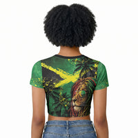 One Love Jamaica Raglan Cropped T shirt Rastafarian Lion Reggae Grunge Style