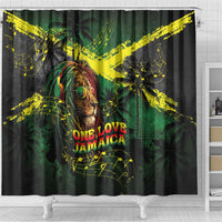One Love Jamaica Shower Curtain Rastafarian Lion Reggae Grunge Style