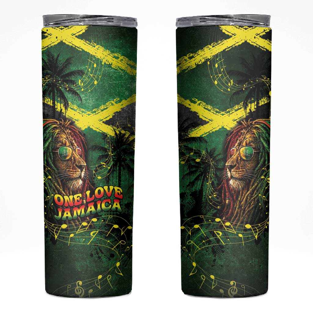 One Love Jamaica Skinny Tumbler Rastafarian Lion Reggae Grunge Style