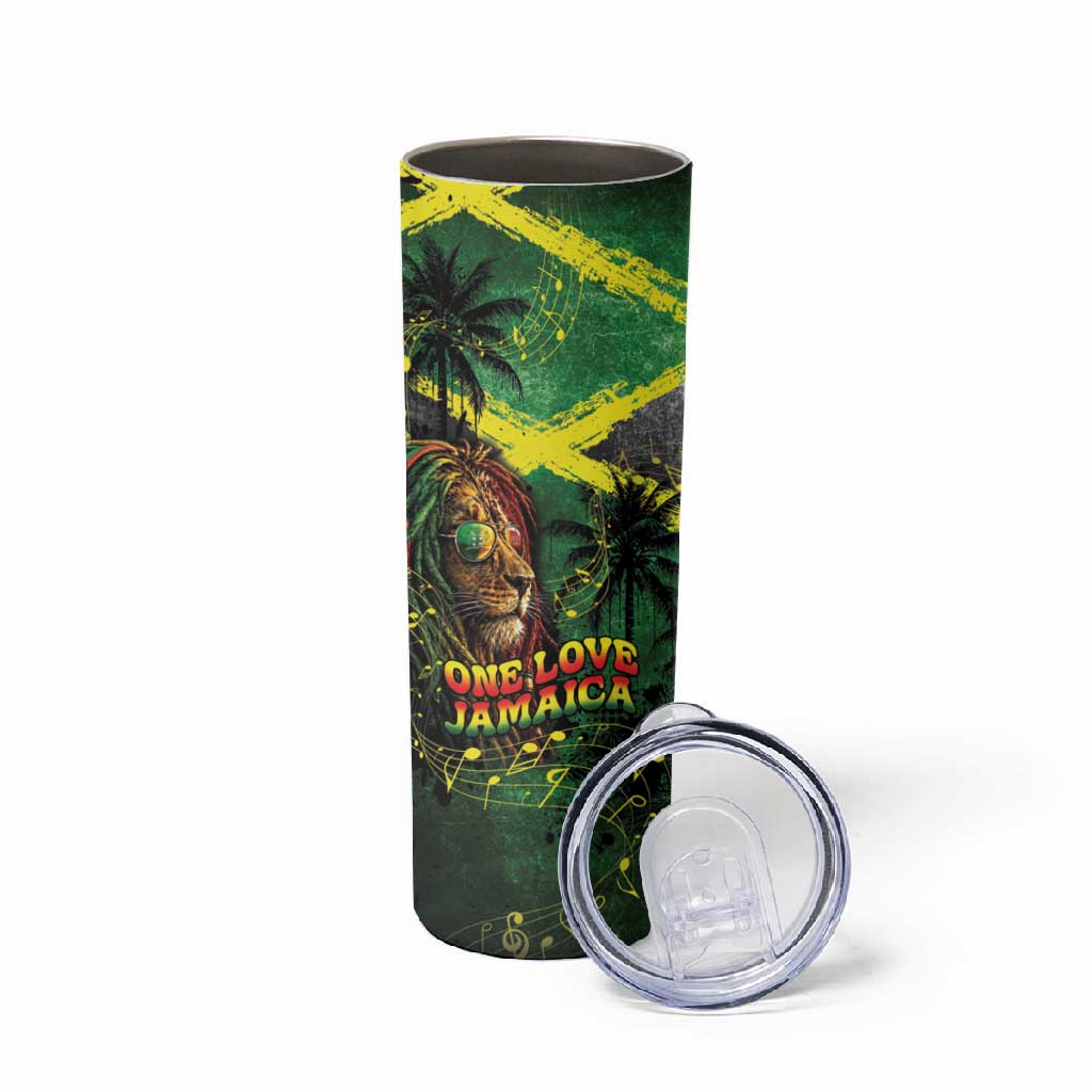 One Love Jamaica Skinny Tumbler Rastafarian Lion Reggae Grunge Style