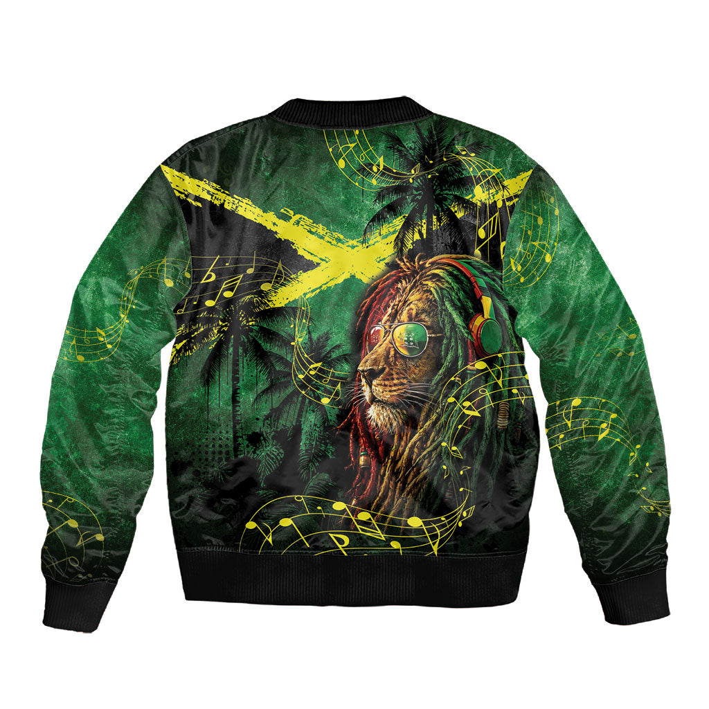 One Love Jamaica Sleeve Zip Bomber Jacket Rastafarian Lion Reggae Grunge Style