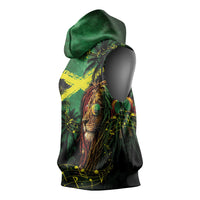 One Love Jamaica Sleeveless Hoodie Rastafarian Lion Reggae Grunge Style