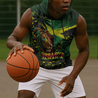 One Love Jamaica Sleeveless Hoodie Rastafarian Lion Reggae Grunge Style