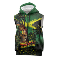 One Love Jamaica Sleeveless Zip Hoodie Rastafarian Lion Reggae Grunge Style