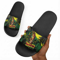 One Love Jamaica Slide Sandals Rastafarian Lion Reggae Grunge Style