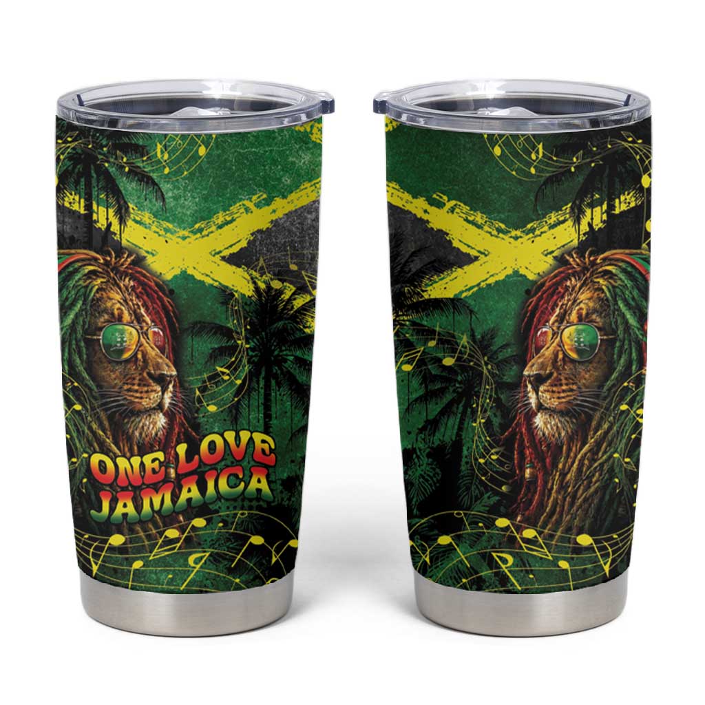 One Love Jamaica Tumbler Cup Rastafarian Lion Reggae Grunge Style