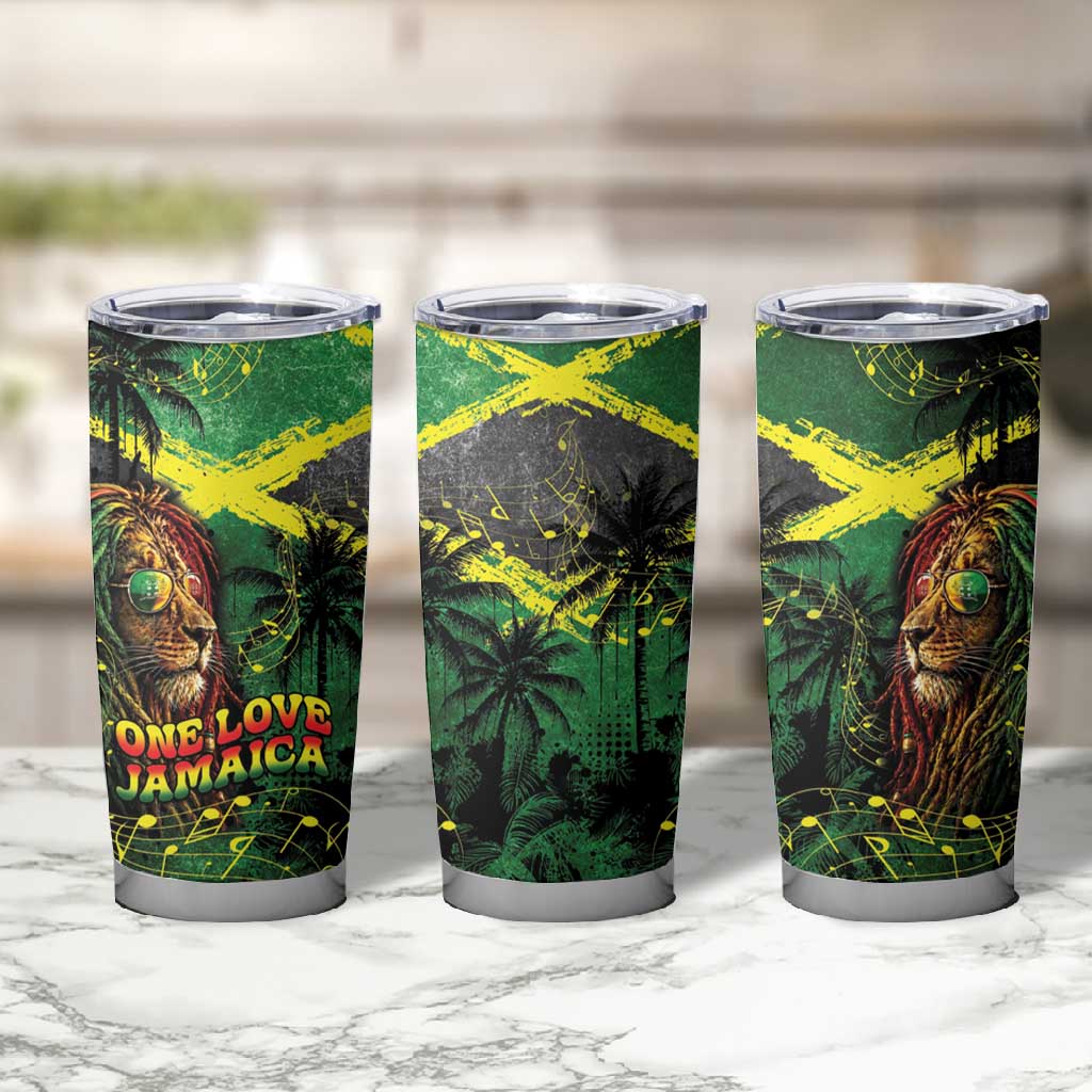 One Love Jamaica Tumbler Cup Rastafarian Lion Reggae Grunge Style