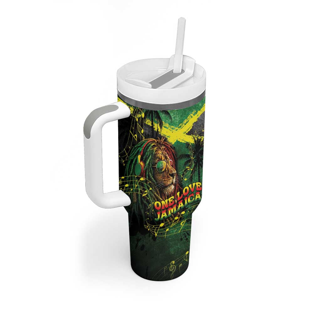 One Love Jamaica Tumbler With Handle Rastafarian Lion Reggae Grunge Style