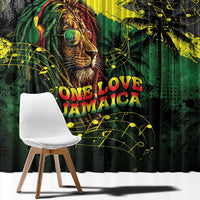One Love Jamaica Window Curtain Rastafarian Lion Reggae Grunge Style
