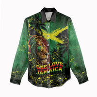 One Love Jamaica Women Casual Shirt Rastafarian Lion Reggae Grunge Style