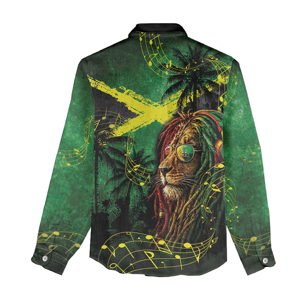 One Love Jamaica Women Casual Shirt Rastafarian Lion Reggae Grunge Style