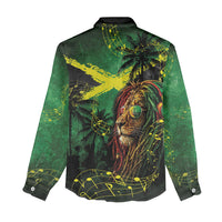 One Love Jamaica Women Casual Shirt Rastafarian Lion Reggae Grunge Style