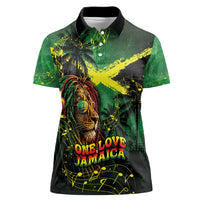 One Love Jamaica Women Polo Shirt Rastafarian Lion Reggae Grunge Style