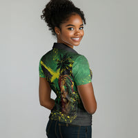 One Love Jamaica Women Polo Shirt Rastafarian Lion Reggae Grunge Style