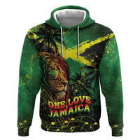 One Love Jamaica Zip Hoodie Rastafarian Lion Reggae Grunge Style