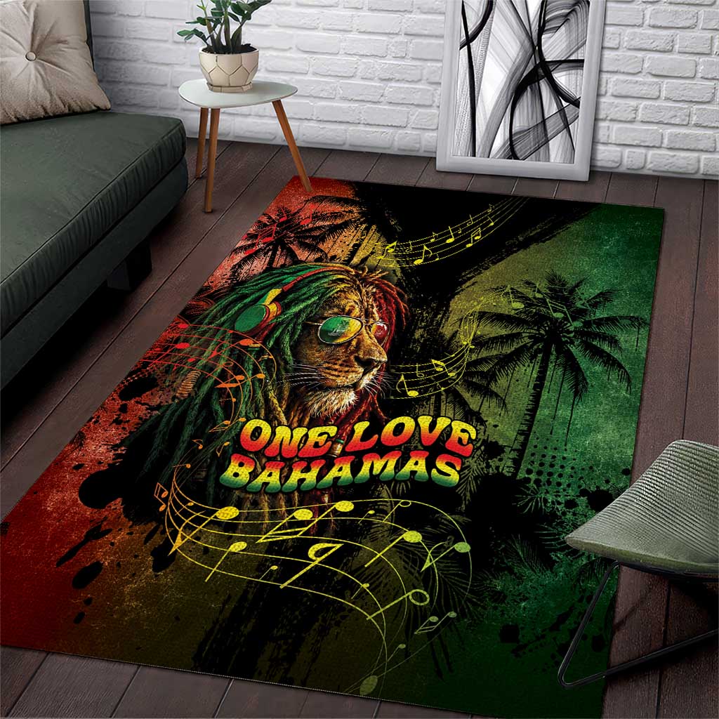 One Love Bahamas Area Rug Rastafarian Lion Reggae Grunge Style