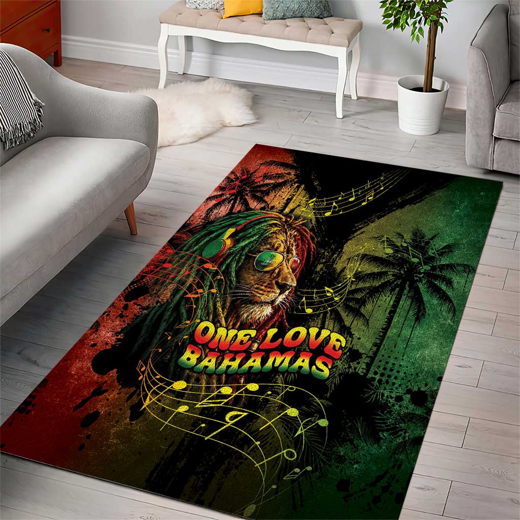 One Love Bahamas Area Rug Rastafarian Lion Reggae Grunge Style