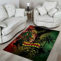 One Love Bahamas Area Rug Rastafarian Lion Reggae Grunge Style