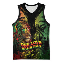 One Love Bahamas Basketball Jersey Rastafarian Lion Reggae Grunge Style
