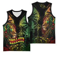 One Love Bahamas Basketball Jersey Rastafarian Lion Reggae Grunge Style