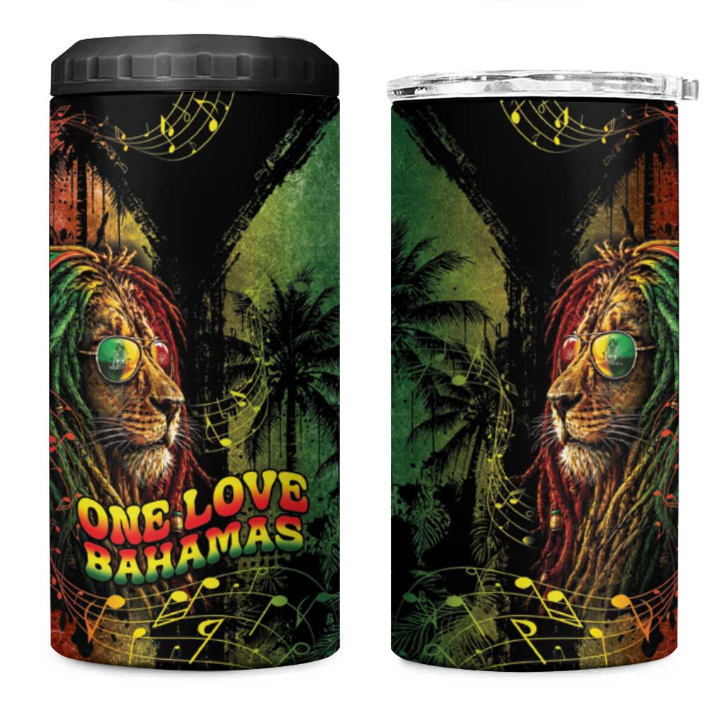 One Love Bahamas 4 in 1 Can Cooler Tumbler Rastafarian Lion Reggae Grunge Style