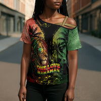 One Love Bahamas Cross Shoulder Shirt Rastafarian Lion Reggae Grunge Style