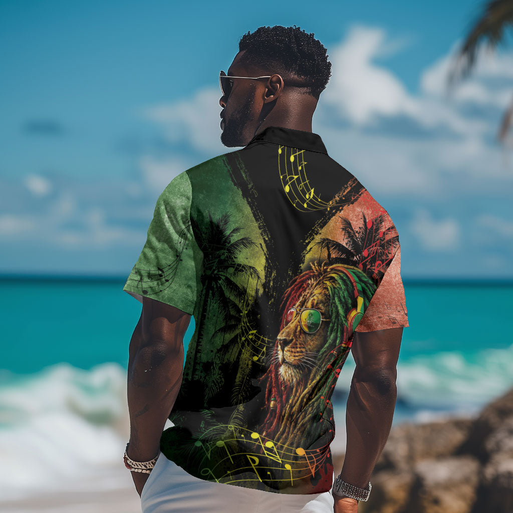 One Love Bahamas Hawaiian Shirt Rastafarian Lion Reggae Grunge Style