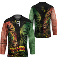 One Love Bahamas Hockey Jersey Rastafarian Lion Reggae Grunge Style