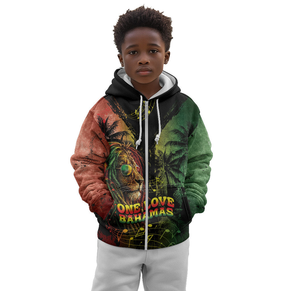 One Love Bahamas Kid Hoodie Rastafarian Lion Reggae Grunge Style