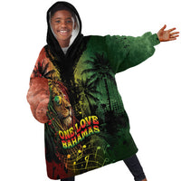 One Love Bahamas Kid Wearable Blanket Hoodie Rastafarian Lion Reggae Grunge Style