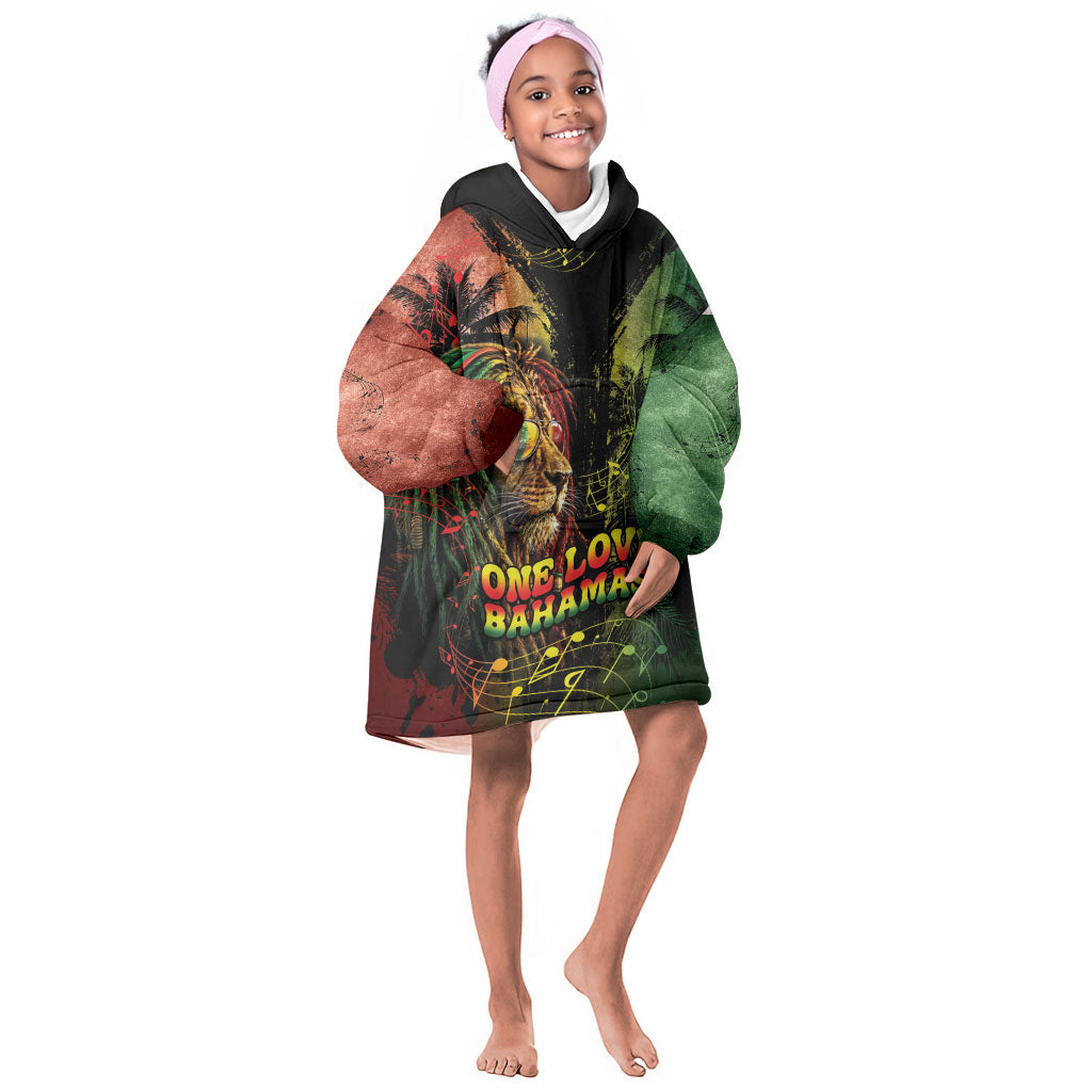 One Love Bahamas Kid Wearable Blanket Hoodie Rastafarian Lion Reggae Grunge Style